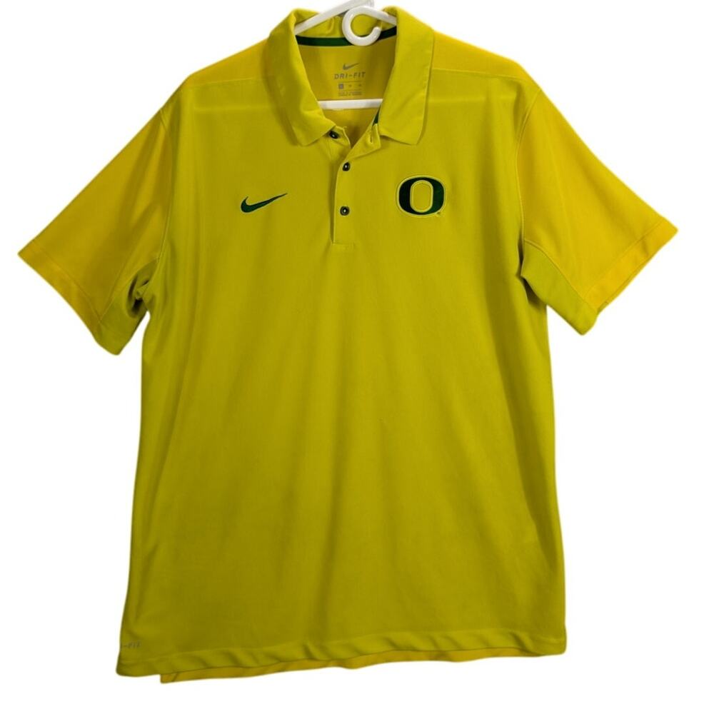 Oregon Ducks Nike Shirt Mens Extra Large Yellow Dri Fit Football Polo Flaws